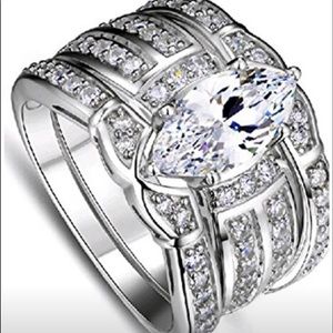 Clear Cubic Zirconia Marquise Wedding Band Size 7